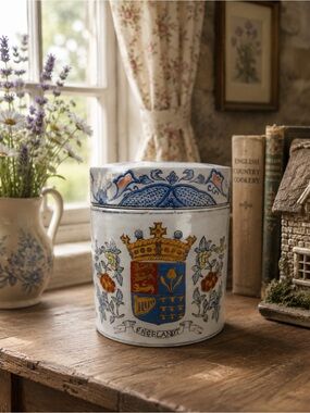 Asian Englandt Lidded Canister with Royal Crest